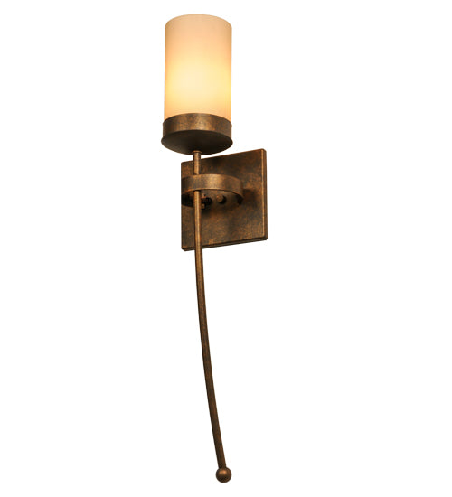 Meyda Lighting Bechar 6" Gilded Tobacco Wall Sconce With Beige Custom Stone Cylindre Shade Glass