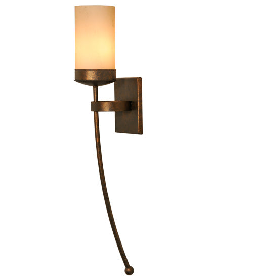 Meyda Lighting Bechar 6" Gilded Tobacco Wall Sconce With Beige Custom Stone Cylindre Shade Glass