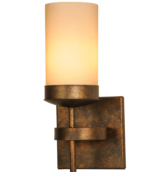 Meyda Lighting Bechar 6" Gilded Tobacco Wall Sconce With Beige Custom Stone Cylindre Shade Glass