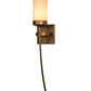 Meyda Lighting Bechar 6" Gilded Tobacco Wall Sconce With Beige Custom Stone Cylindre Shade Glass