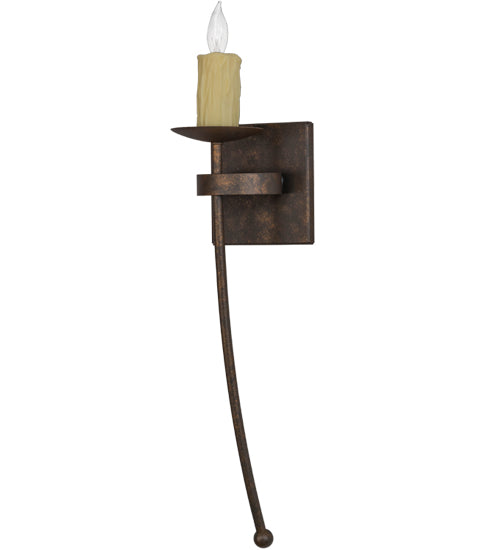 Meyda Lighting Bechar 6" Gilded Tobacco Wall Sconce With Ivory Faux Candlelight