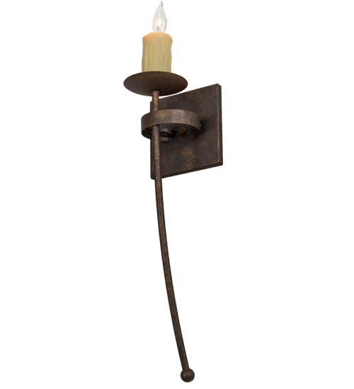 Meyda Lighting Bechar 6" Gilded Tobacco Wall Sconce With Ivory Faux Candlelight