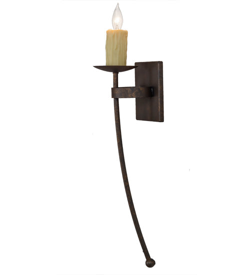Meyda Lighting Bechar 6" Gilded Tobacco Wall Sconce With Ivory Faux Candlelight