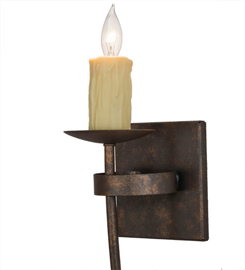 Meyda Lighting Bechar 6" Gilded Tobacco Wall Sconce With Ivory Faux Candlelight