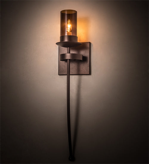 Meyda Lighting Bechar 6" Mahogany Bronze Wall Sconce With Clear Amber Shade Glass