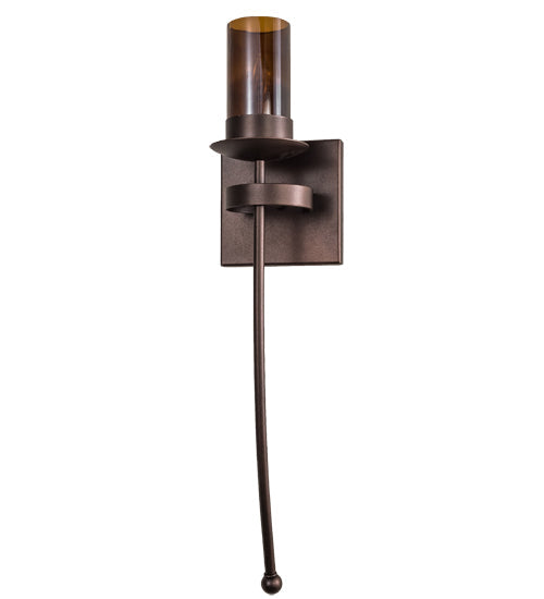 Meyda Lighting Bechar 6" Mahogany Bronze Wall Sconce With Clear Amber Shade Glass