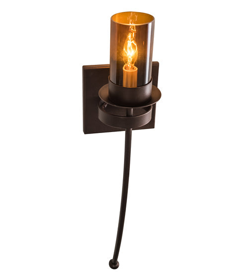Meyda Lighting Bechar 6" Mahogany Bronze Wall Sconce With Clear Amber Shade Glass