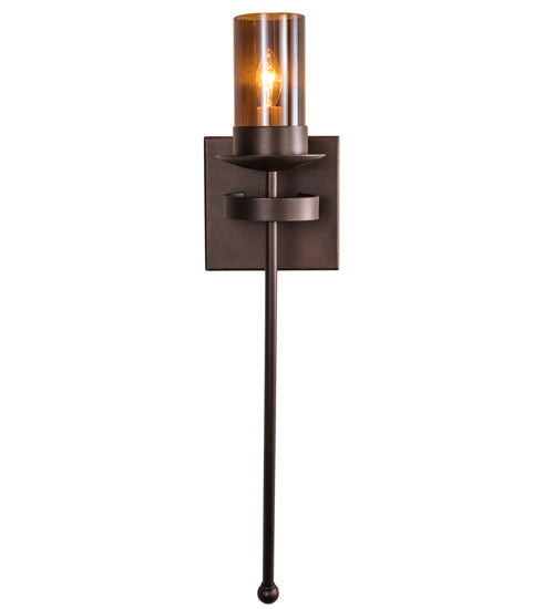 Meyda Lighting Bechar 6" Mahogany Bronze Wall Sconce With Clear Amber Shade Glass