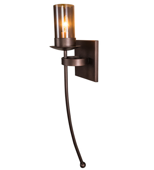Meyda Lighting Bechar 6" Mahogany Bronze Wall Sconce With Clear Amber Shade Glass