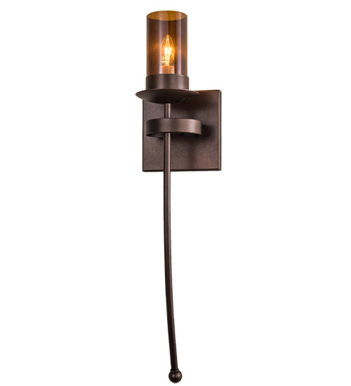Meyda Lighting Bechar 6" Mahogany Bronze Wall Sconce With Clear Amber Shade Glass