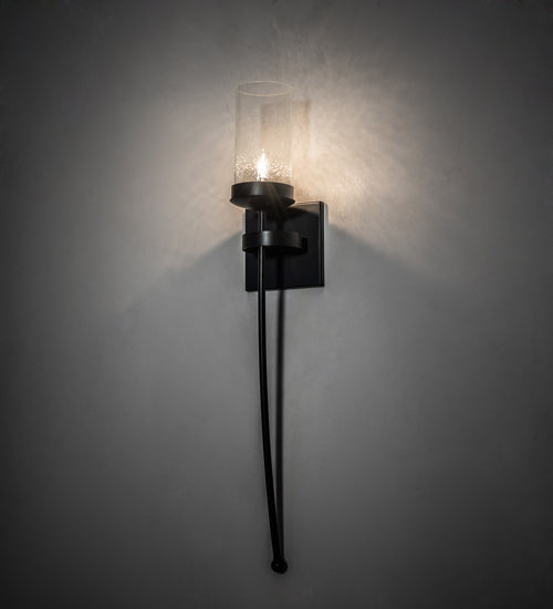 Meyda Lighting Bechar 6" Solar Black Wall Sconce With Clear Shade Glass