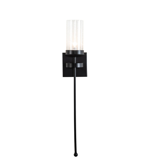 Meyda Lighting Bechar 6" Solar Black Wall Sconce With Clear Shade Glass