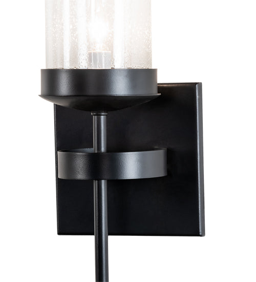 Meyda Lighting Bechar 6" Solar Black Wall Sconce With Clear Shade Glass