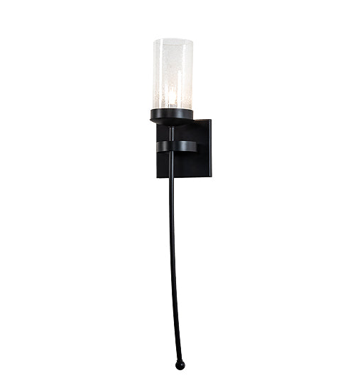 Meyda Lighting Bechar 6" Solar Black Wall Sconce With Clear Shade Glass
