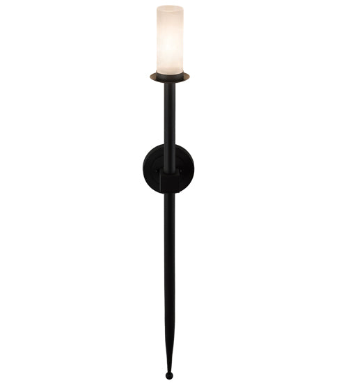 Meyda Lighting Bechar 6" Wrought Iron Wall Sconce With Clear Frosted Shade Glass