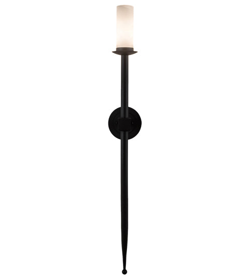 Meyda Lighting Bechar 6" Wrought Iron Wall Sconce With Clear Frosted Shade Glass