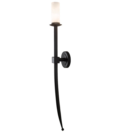 Meyda Lighting Bechar 6" Wrought Iron Wall Sconce With Clear Frosted Shade Glass