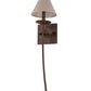 Meyda Lighting Bechar 7" Antique Rust Wall Sconce With White Natural Linen Textrene Shade
