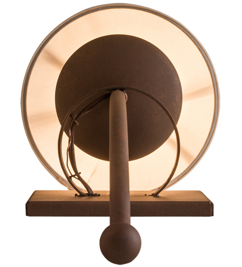 Meyda Lighting Bechar 7" Antique Rust Wall Sconce With White Natural Linen Textrene Shade