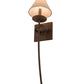 Meyda Lighting Bechar 7" Antique Rust Wall Sconce With White Natural Linen Textrene Shade
