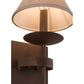 Meyda Lighting Bechar 7" Antique Rust Wall Sconce With White Natural Linen Textrene Shade