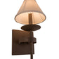 Meyda Lighting Bechar 7" Antique Rust Wall Sconce With White Natural Linen Textrene Shade