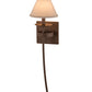 Meyda Lighting Bechar 7" Antique Rust Wall Sconce With White Natural Linen Textrene Shade