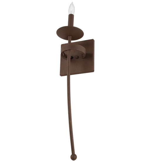 Meyda Lighting Bechar 7" Antique Rust Wall Sconce With White Natural Linen Textrene Shade