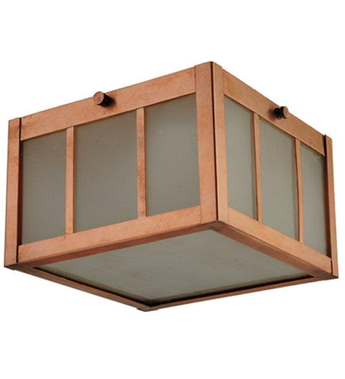 Meyda Lighting Beck 10" LED Natural Copper Flush Mount Light With Frosted Clear Shade Glass