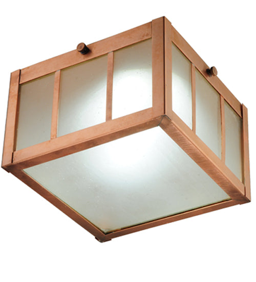 Meyda Lighting Beck 10" LED Natural Copper Flush Mount Light With Frosted Clear Shade Glass