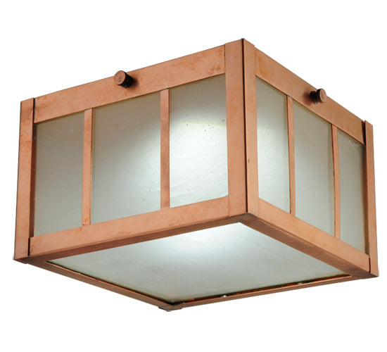 Meyda Lighting Beck 10" LED Natural Copper Flush Mount Light With Frosted Clear Shade Glass