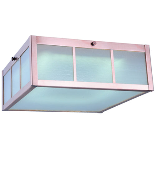 Meyda Lighting Beck 18" LED Natural Copper Flush Mount Light With Frosted Clear Shade Glass