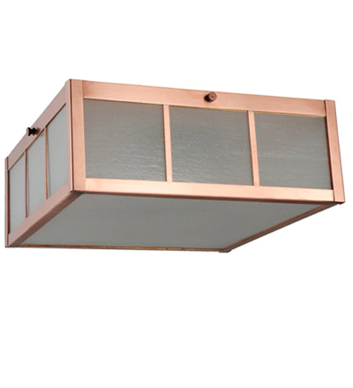 Meyda Lighting Beck 18" LED Natural Copper Flush Mount Light With Frosted Clear Shade Glass