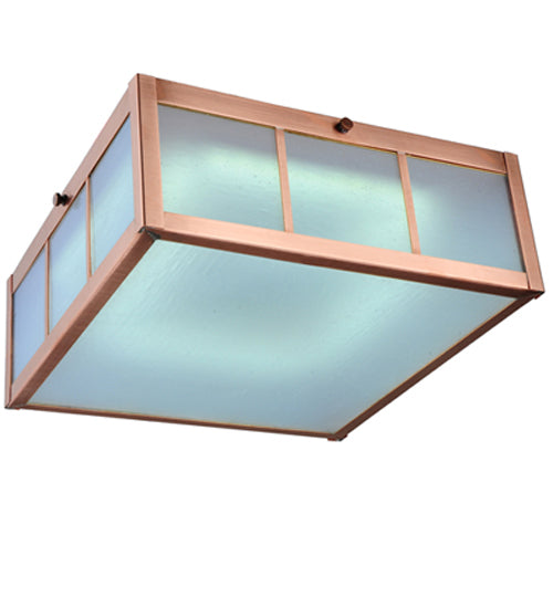 Meyda Lighting Beck 18" LED Natural Copper Flush Mount Light With Frosted Clear Shade Glass