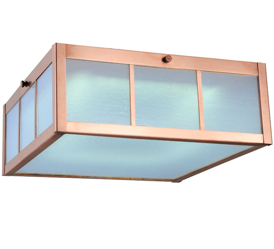 Meyda Lighting Beck 18" LED Natural Copper Flush Mount Light With Frosted Clear Shade Glass