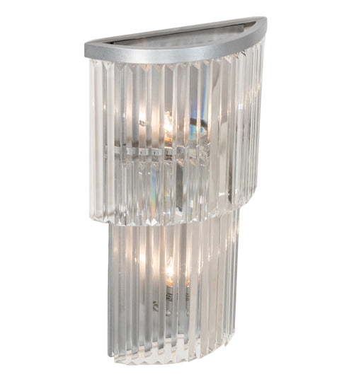 Meyda Lighting Beckam 14" 2-Light Sparkle Silver Wall Sconce With Cystal Shade