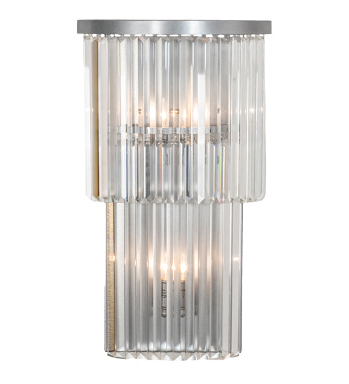 Meyda Lighting Beckam 14" 2-Light Sparkle Silver Wall Sconce With Cystal Shade