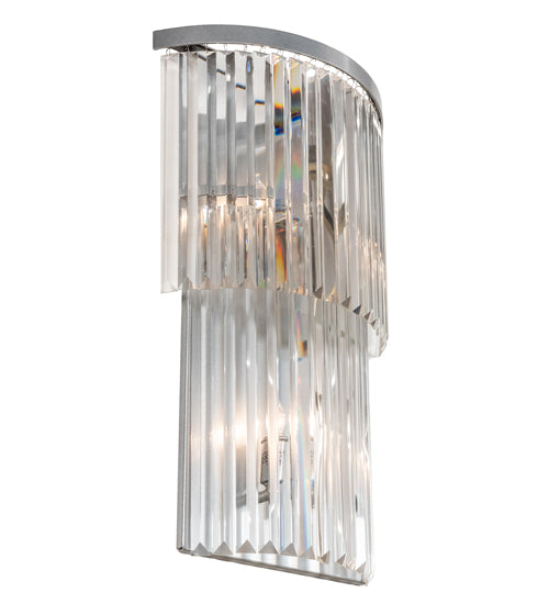 Meyda Lighting Beckam 14" 2-Light Sparkle Silver Wall Sconce With Cystal Shade