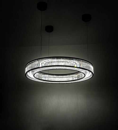 Meyda Lighting Beckam 53" LED Matte Black Pendant Light With Clear Crystal Shade Glass