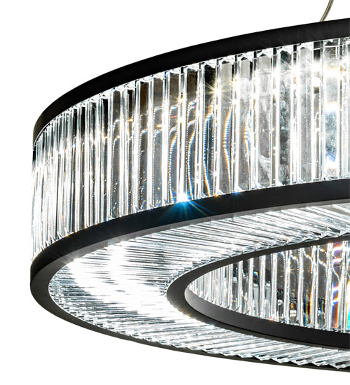 Meyda Lighting Beckam 53" LED Matte Black Pendant Light With Clear Crystal Shade Glass