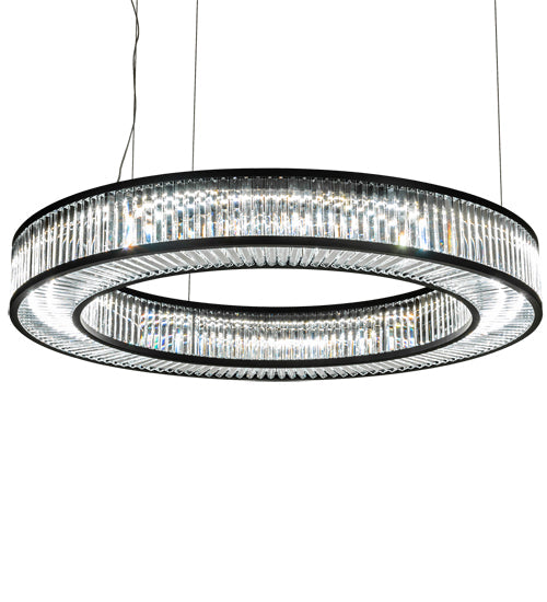 Meyda Lighting Beckam 53" LED Matte Black Pendant Light With Clear Crystal Shade Glass