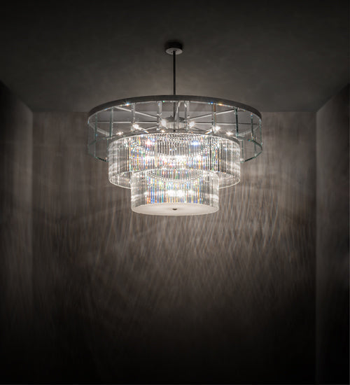 Meyda Lighting Beckam 72" 27-Light Sparkle Silver Chandelier With Statuario Idalight Shade
