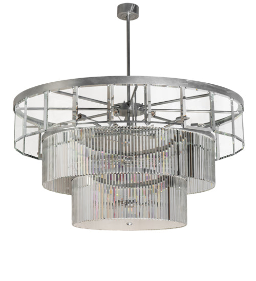 Meyda Lighting Beckam 72" 27-Light Sparkle Silver Chandelier With Statuario Idalight Shade