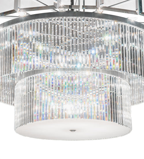 Meyda Lighting Beckam 72" 27-Light Sparkle Silver Chandelier With Statuario Idalight Shade