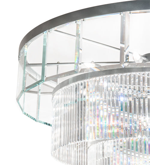 Meyda Lighting Beckam 72" 27-Light Sparkle Silver Chandelier With Statuario Idalight Shade
