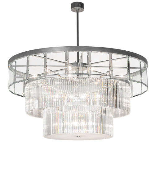 Meyda Lighting Beckam 72" 27-Light Sparkle Silver Chandelier With Statuario Idalight Shade