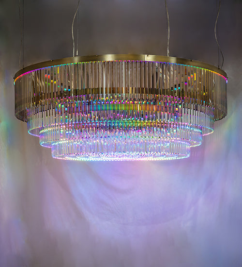 Meyda Lighting Beckam 72" LED Antique Brass Garland Chandelier With Clear Crystal Shade