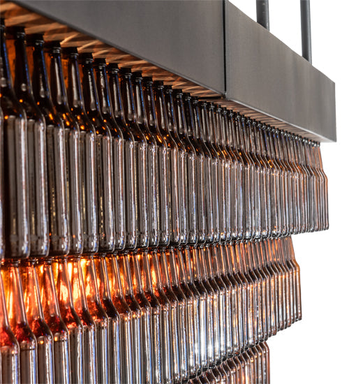 Meyda Lighting Beer 144" 6-Light Textured Black Beer Garden Chandelier With Amber Bottle Shade Glass