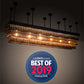 Meyda Lighting Beer 144" 6-Light Textured Black Beer Garden Chandelier With Amber Bottle Shade Glass