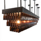 Meyda Lighting Beer 144" 6-Light Textured Black Beer Garden Chandelier With Amber Bottle Shade Glass